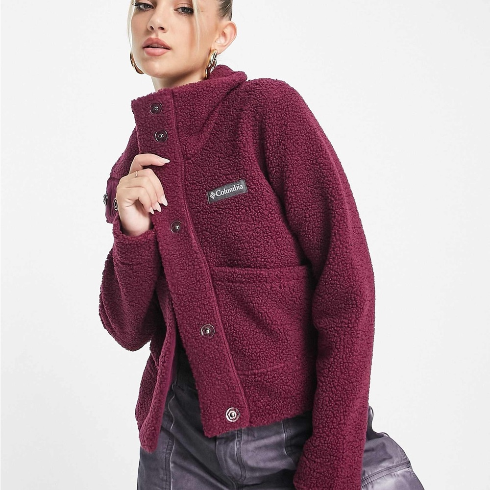 Columbia Women's Burgundy Panorama Snap Fleece Jacket, 2XL